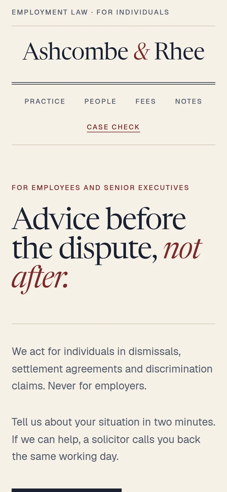 Ashcombe & Rhee on a phone: the masthead and headline.